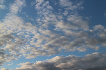 cumulus clouds in the evening at sunset