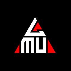 LMU triangle letter logo design with triangle shape. LMU triangle logo design monogram. LMU triangle vector logo template with red color. LMU triangular logo Simple, Elegant, and Luxurious Logo. LMU 