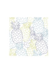 Seamless summer pineapple fruit pattern design. Repeatable endless pattern texture with tropical pineapple fruits drawn in gentle color line, flat vector illustration on white background.