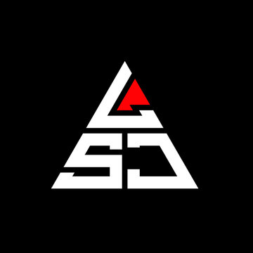 LSJ triangle letter logo design with triangle shape. LSJ triangle logo design monogram. LSJ triangle vector logo template with red color. LSJ triangular logo Simple, Elegant, and Luxurious Logo. LSJ 