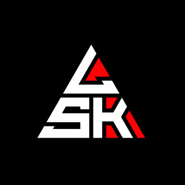 LSK triangle letter logo design with triangle shape. LSK triangle logo design monogram. LSK triangle vector logo template with red color. LSK triangular logo Simple, Elegant, and Luxurious Logo. LSK 