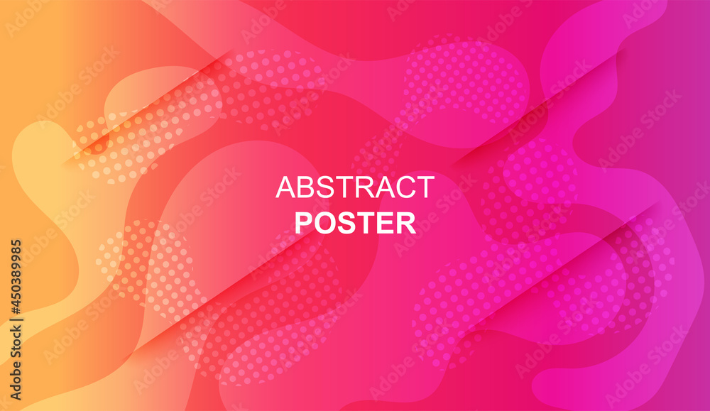 Wall mural vivid colorful poster template with fluid shapes. futuristic gradient. minimal pattern. abstract pos