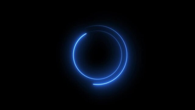 4k Loading neon circles icon on black animation background video. Loading Pending Process circle icon. 4k upload web element colorful screen smartphone. Loading big Circle Ring interface