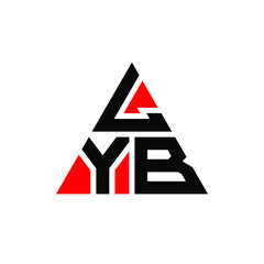 LYB triangle letter logo design with triangle shape. LYB triangle logo design monogram. LYB triangle vector logo template with red color. LYB triangular logo Simple, Elegant, and Luxurious Logo. LYB 