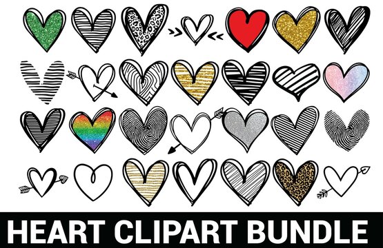heart clipart bundle 