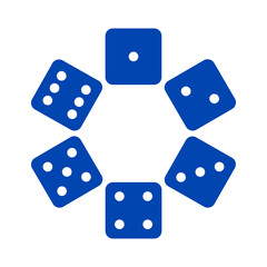 Dice icons in a flat design for games on a white background.