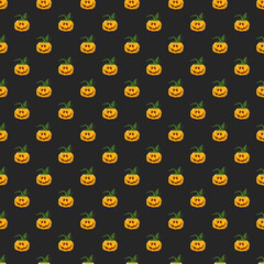 Halloween pumpkin seamless pattern. Cute cartoon pumpkins, holiday background design, vector illustration