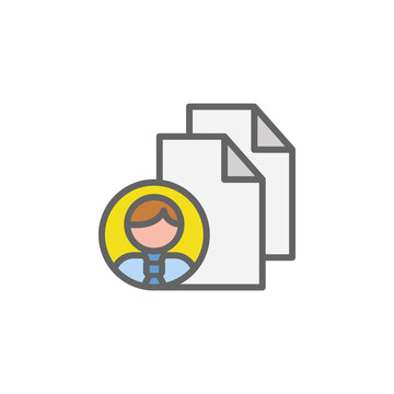 Files man outline colored icon. Elements of Business illustration line colored icon. Signs and symbols can be used for web, logo, mobile app, UI, UX