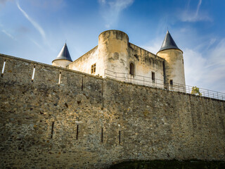 Fototapeta na wymiar NOIRMOUTIER, France, August 2021: Medieval castle Noirmoutier en l'Ile in the Pays de la Loire region of western France
