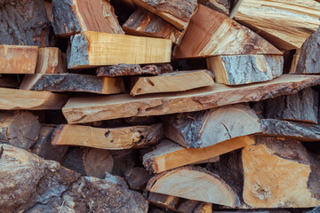 Closeup stack of firewood for background