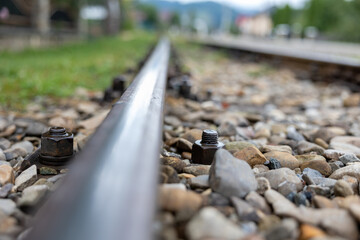 Railroad track close up