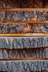 Closeup stack of the wooden stumps for background