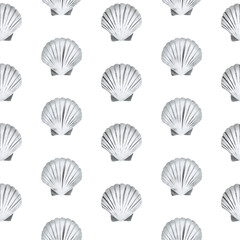 Fototapeta na wymiar Seamless pattern of seashells. For fabric, sketchbook, wallpaper, wrapping paper.