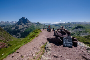 ascending Ayous peak, Ayous lakes tour, Pyrenees National Park, Pyrenees Atlantiques, France