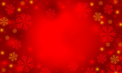 Abstract winter background in red color - Christmas decor design.