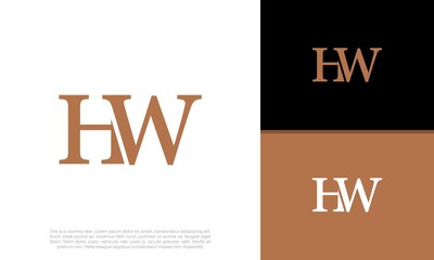 Initials H & W logo design. Initial Letter Logo.	
