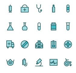 Minimalistic medical icons set