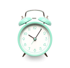 Stylish alarm clock on white background