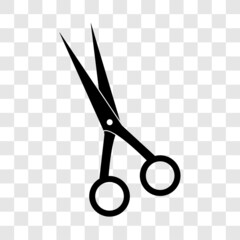 Scissors icon barber shop or tailor equipment symbol. Vector illustration isolated on transparent background.