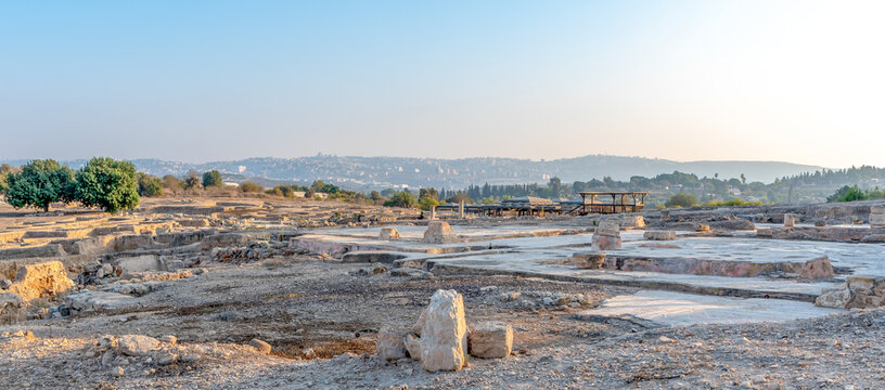 Panoramic overview of Tzipori and the Nile house at Tzipori National Park in Israel

