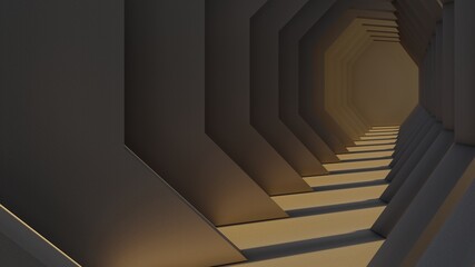 Architecture interior background geometric arched passway 3d render