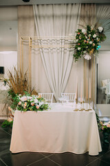 Stylish decor of the wedding banquet hall