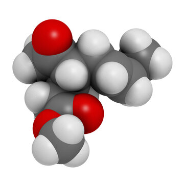 Methyl jasmonate plant stress signal molecule. 3D rendering.