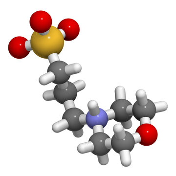MOPS buffering agent molecule. 3D rendering.
