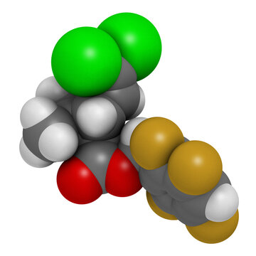 Transfluthrin insecticide molecule. 3D rendering.