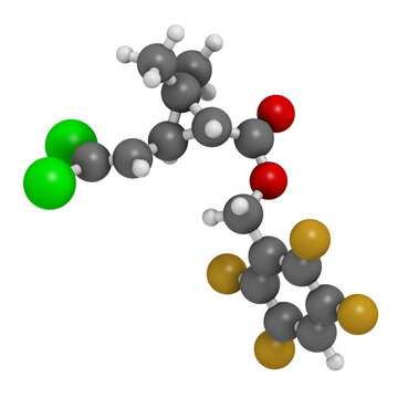 Transfluthrin insecticide molecule. 3D rendering.