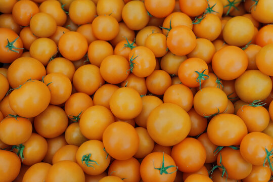 Yellow cherry tomatoes at the market