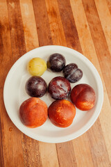 A plate of summer stone fruit for cobbler