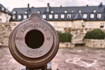Waldeck Castle Edersee, old cannons from Liege from 1862