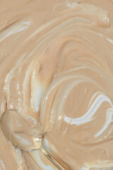 Close up of caramel mousse swirl