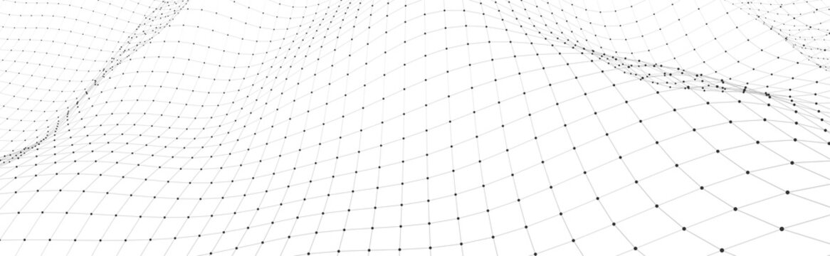 Abstract digital background of points and lines. Glowing grey plexus. Big data. Network or connection. Abstract technology science background. 3d vector illustration.