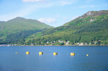 Loch Goil view of yellow buoys at Lochgoilhead