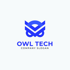 Owl logo with technology concept