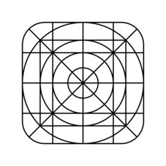 Application logo icon guidelines grid. User interface app symbol rounded button template. Vector illustration isolated on white background.
