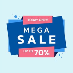 Colorful mega sale banner with offer vector template for promotion 