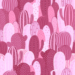 Seamless pattern cactus. Vector texture for textile, wrapping paper, packaging. © Anastasiya