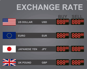 Exchange rates board. vector illustration