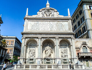 Fototapeta na wymiar The Fontana dell'Acqua Felice (Fountain of Moses) near Church of Santa Maria della Vittoria in Rome, Italy.