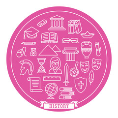 History school circle icon sticker