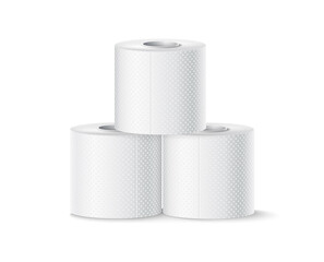 Vector realistic toilet paper roll pyramid white