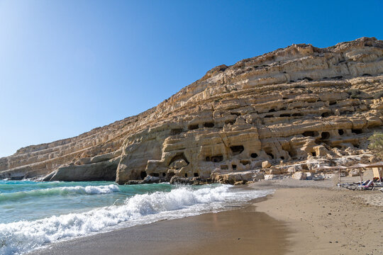 The Matala Caves on the Greek island of Crete