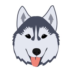 Dog husky head icons.Vector illustration with flat style.