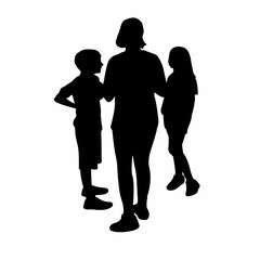 children making chat, silhouette vector