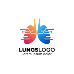 Lungs Logo Design Vector, Respiratory system icon. Gradation color style. Creative Symbol. design inspiration