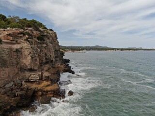 Cliff and water coastline Ibiza 