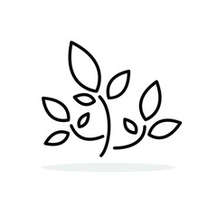 Branch icon. Branch with leaves. Vector illustration. Black isolated icon.